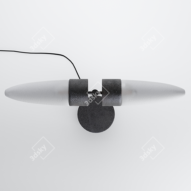 Oxidized Aluminum & Marble Lamp 3D model image 4