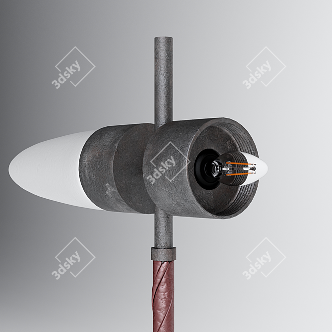 Oxidized Aluminum & Marble Lamp 3D model image 6