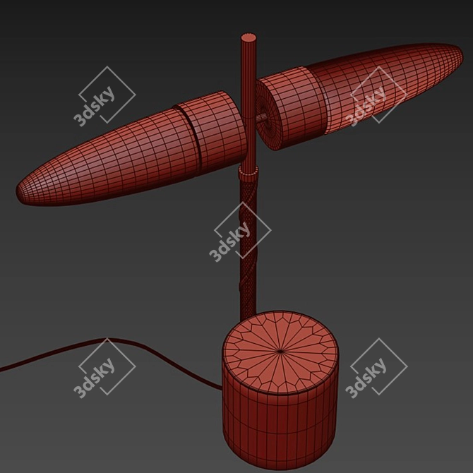 Oxidized Aluminum & Marble Lamp 3D model image 7