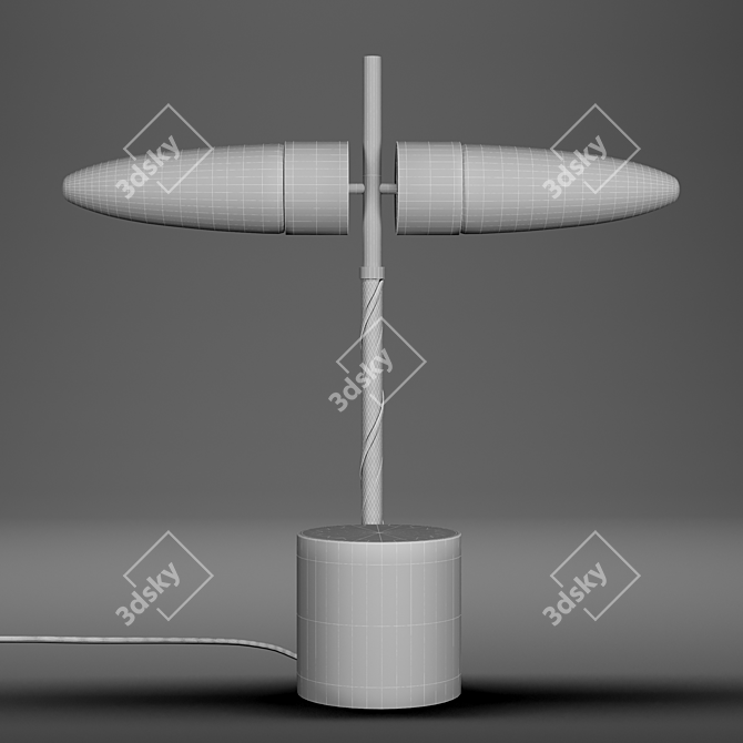 Oxidized Aluminum & Marble Lamp 3D model image 10