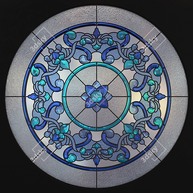 Round Stained Glass Panel 3D model image 1