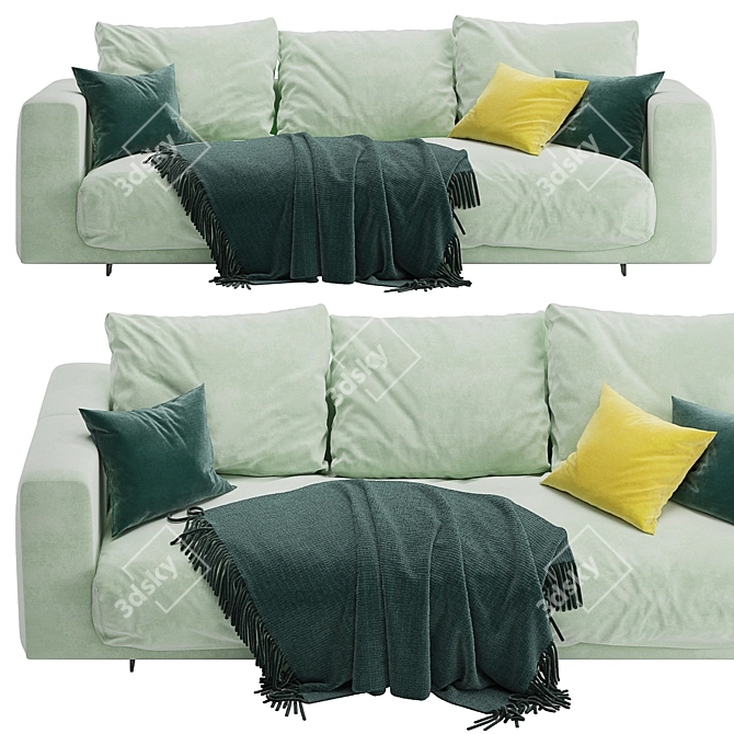 Modern and Sleek Moss Sofa 3D model image 4