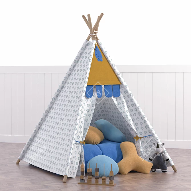 Kids Teepee Play Tent Hideout 3D model image 1