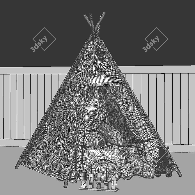 Kids Teepee Play Tent Hideout 3D model image 8