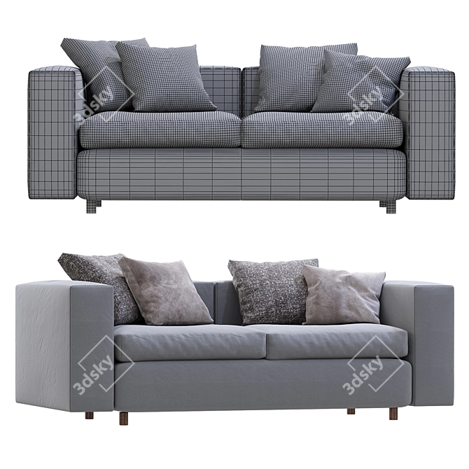Stylish Modern Wall Sofa Design 3D model image 4