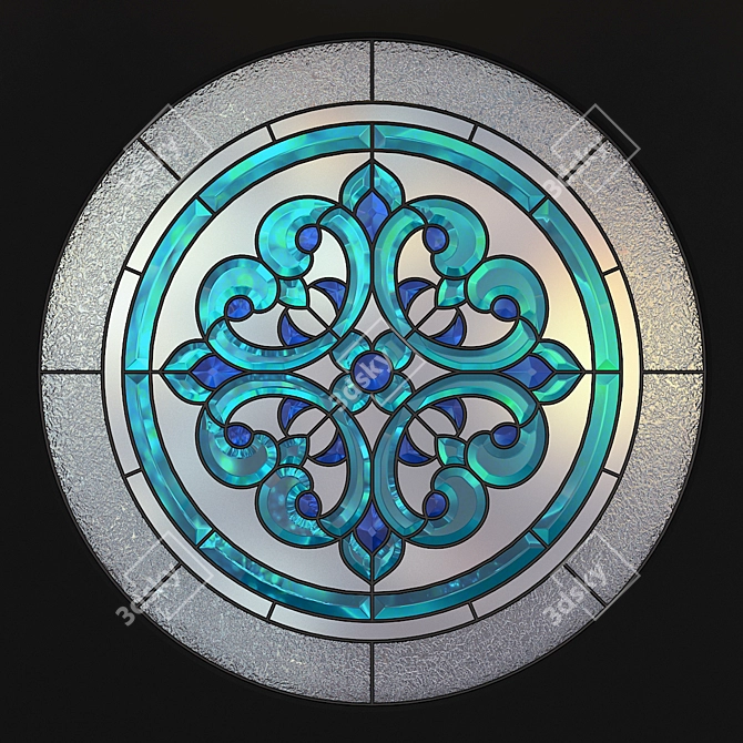 Round Stained Glass Panel 3D model image 1