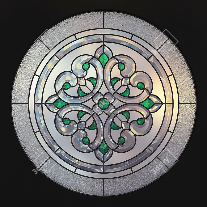 Round Stained Glass Panel 3D model image 2