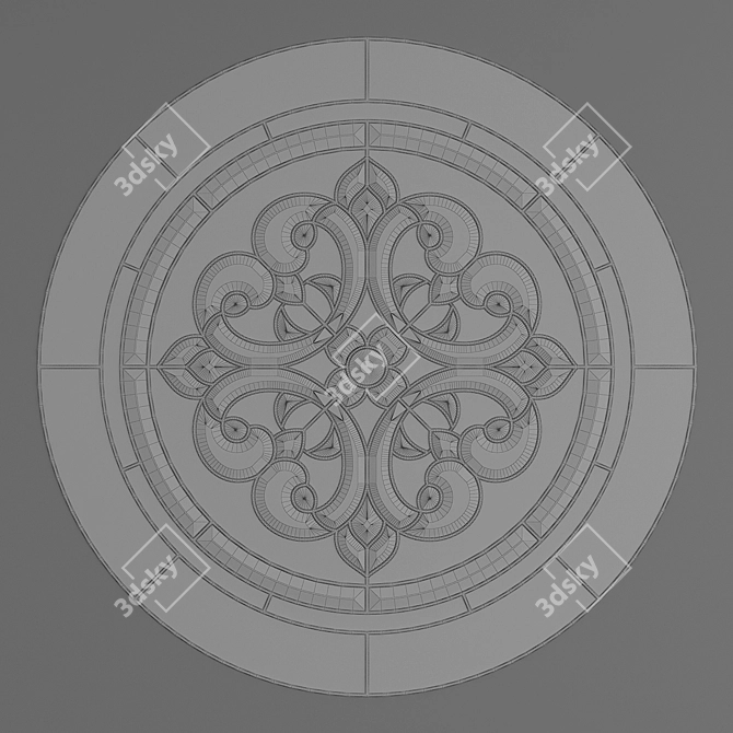 Round Stained Glass Panel 3D model image 3