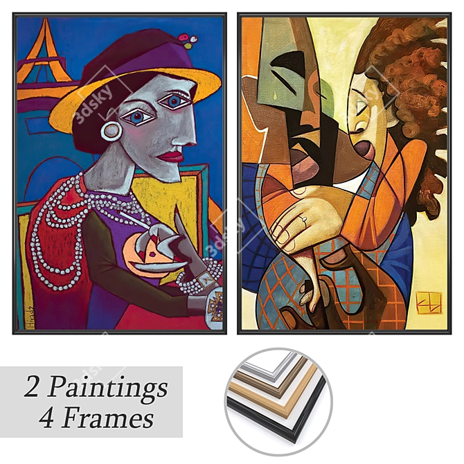 Artwork Set with Multiple Frames 3D model image 1
