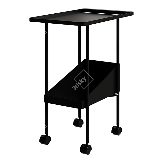 Modern Black Metal Bar Cart 3D model image 1
