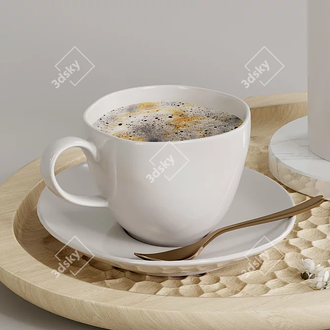 Modern Coffee Set with Textures 3D model image 4