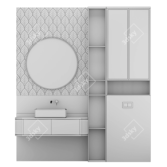 Modern Bathroom Set with Accessories 3D model image 2