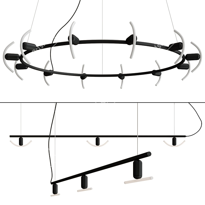 Contemporary Beem Black Chandelier Collection 3D model image 1