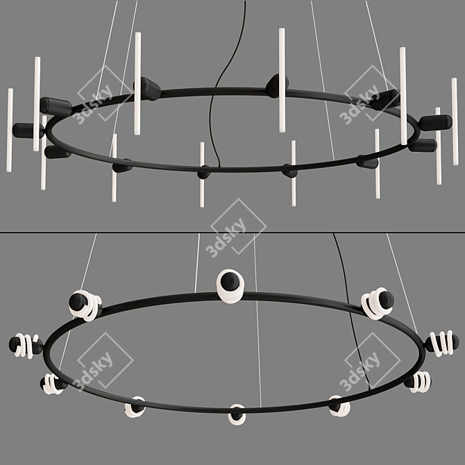 Contemporary Beem Black Chandelier Collection 3D model image 4