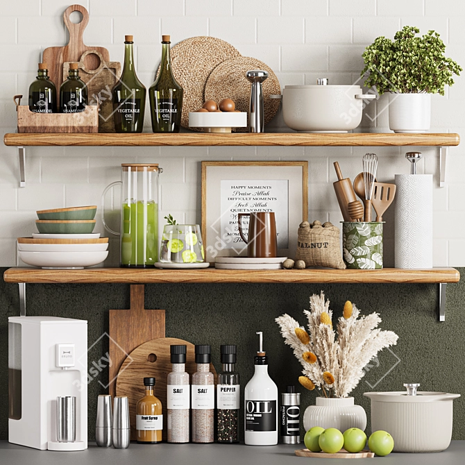 Modern Kitchen Accessories Set for 3D Rendering 3D model image 1