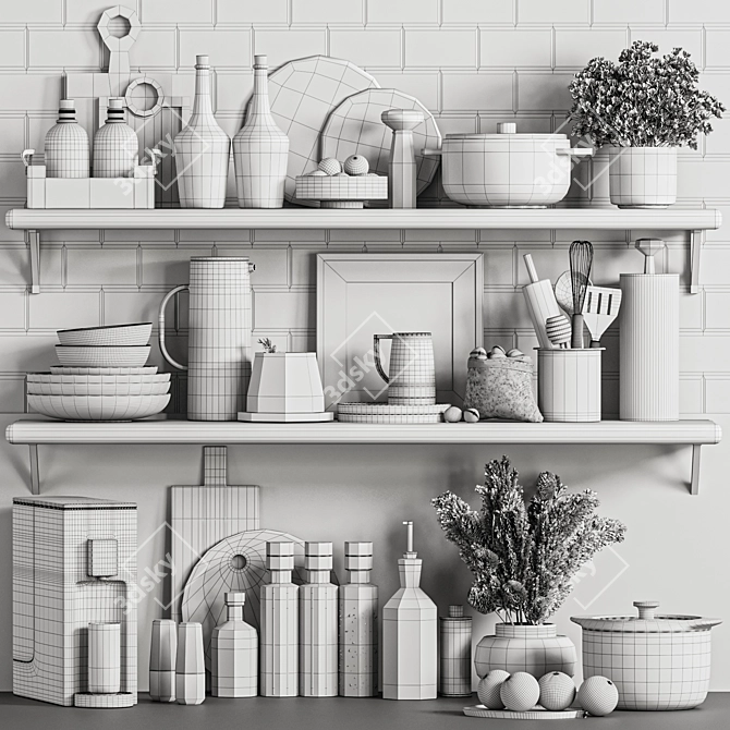 Modern Kitchen Accessories Set for 3D Rendering 3D model image 6