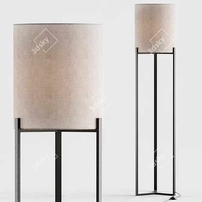 Contemporary Metal Floor Lamp Fixture 3D model image 1