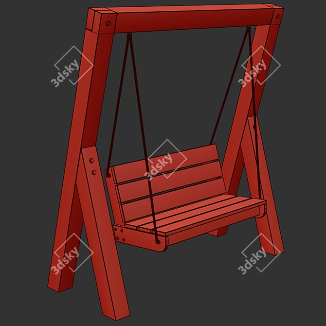 Palisander Wood Garden Swing 3D model image 3