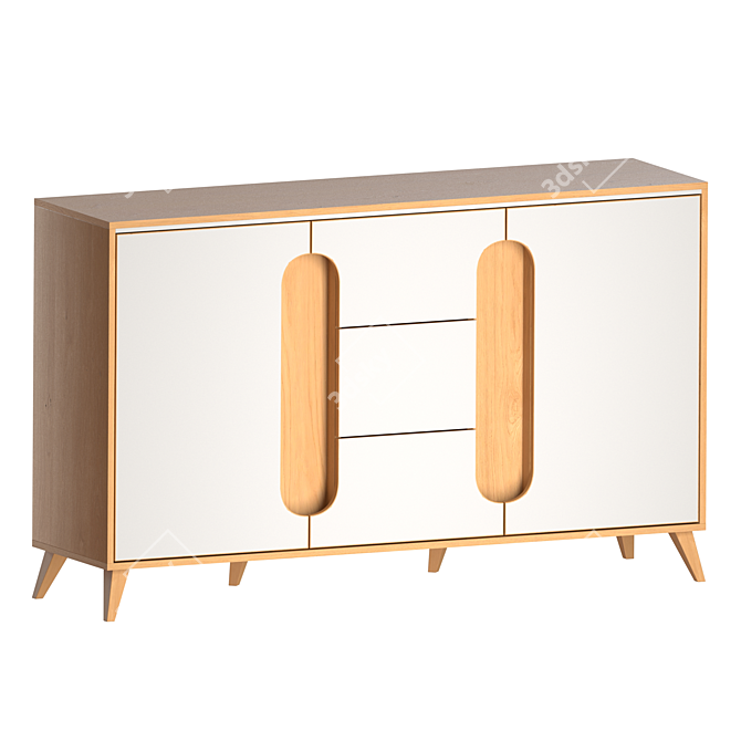 Elegant Nova 2 Drawer Nightstand 3D model image 1