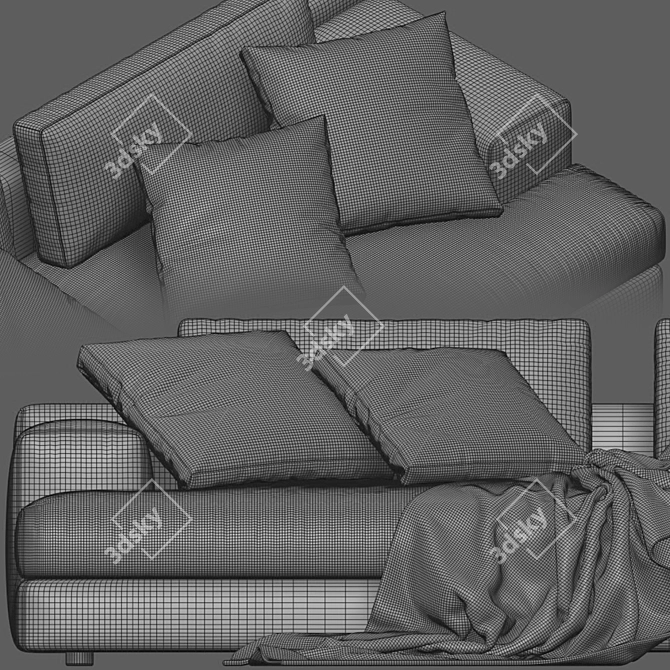 Modern Cassina Miloe 2-Seater Sofa 3D model image 4