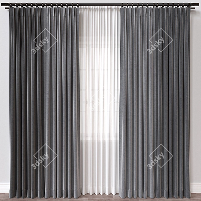 Modern Curtain Design 3D Model 3D model image 1