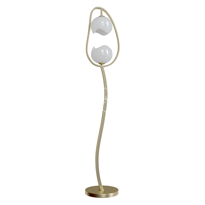  Waterlily 2-Light Gold Torchiere 3D model image 1