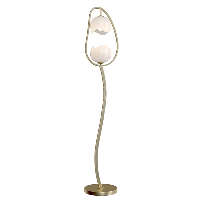  Waterlily 2-Light Gold Torchiere 3D model image 2