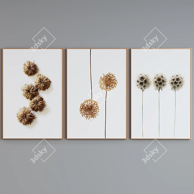 Modern Plant Picture Frame Set 3D model image 5
