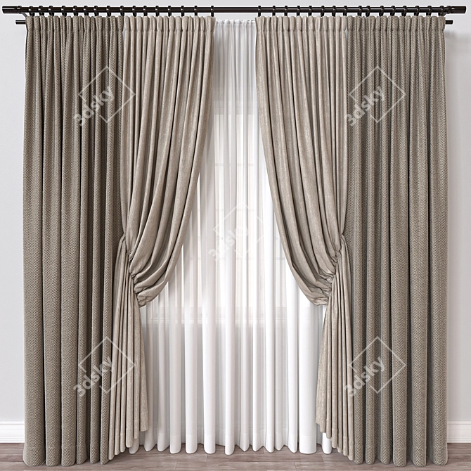 Dual-Render Curtain Model - FBX & OBJ Formats 3D model image 1