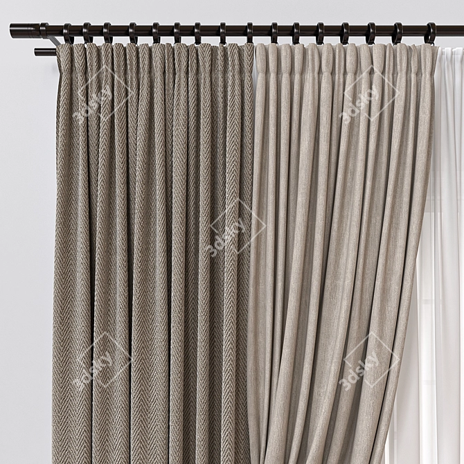 Dual-Render Curtain Model - FBX & OBJ Formats 3D model image 3