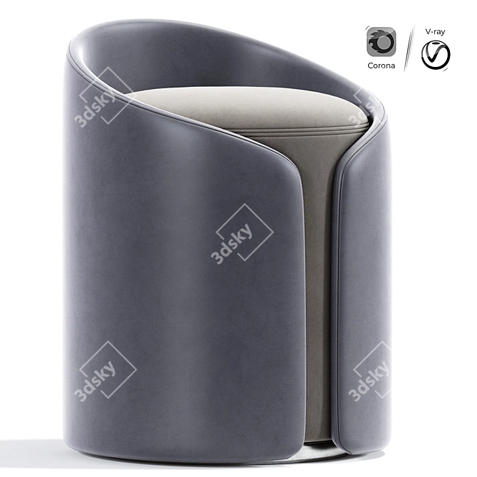 Luxury Upholstered Ottoman Pouf 3D model image 1