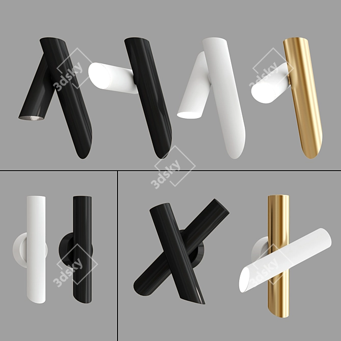 Sleek Tubes Wall Lamps 3D model image 2