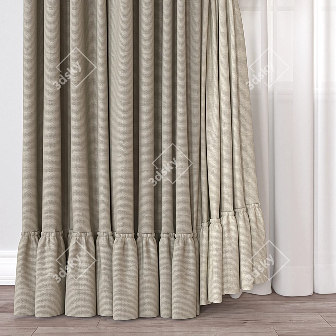 3D Curtain Model, Various Formats 3D model image 2
