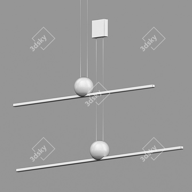 Elegant Black Briks Pendant - Metal, Glass, Marble 3D model image 3