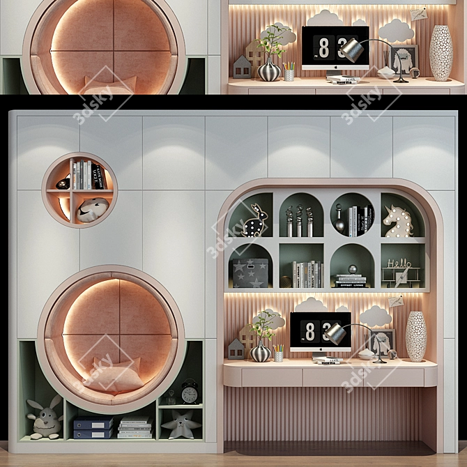 Customizable Children's Furniture Set 3D model image 1
