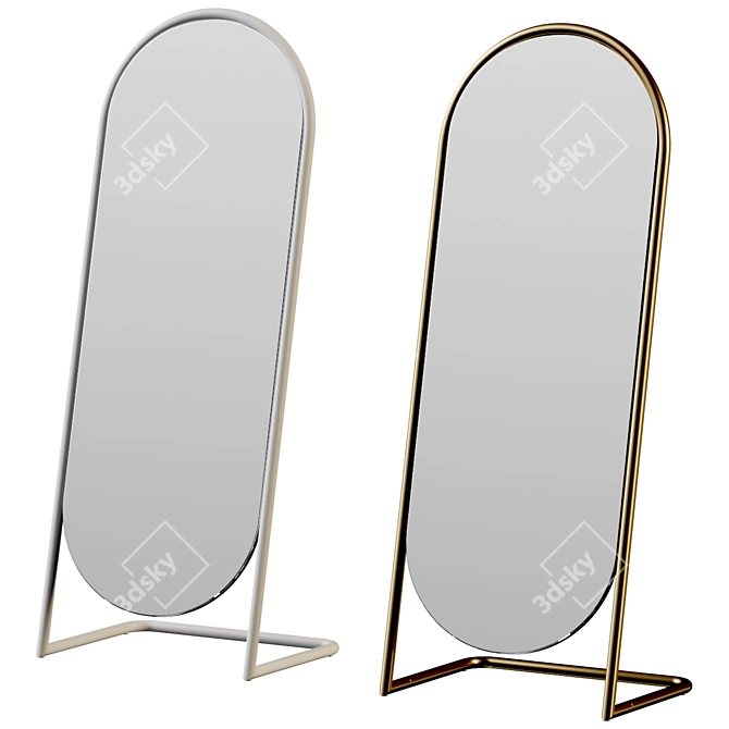 Retro-modern Oval Floor Mirror 3D model image 1