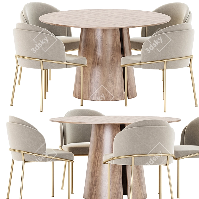 Modern Round Dining Set Collection 3D model image 1