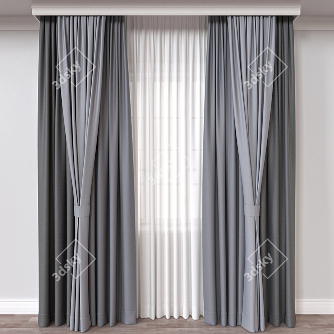 Modern Curtain 3D Model Set 3D model image 1