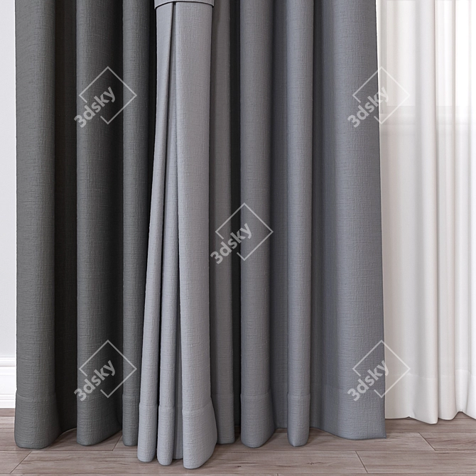 Modern Curtain 3D Model Set 3D model image 2