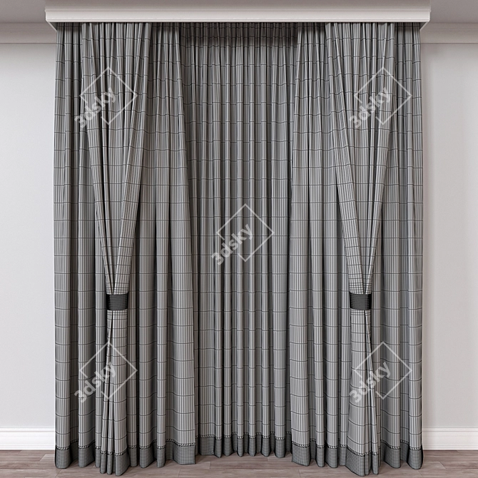 Modern Curtain 3D Model Set 3D model image 4