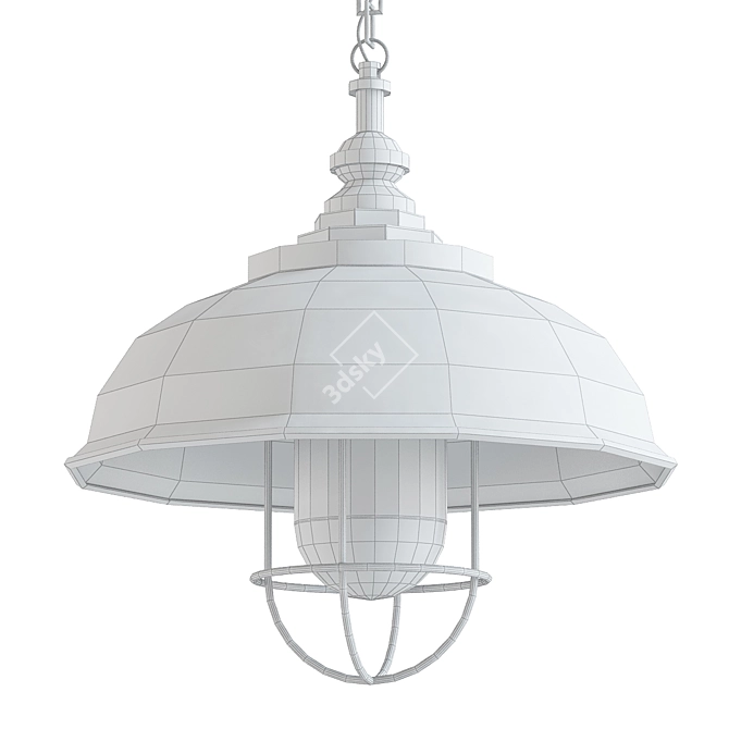 Retro Metal Loft Pendant Light 3D model image 2