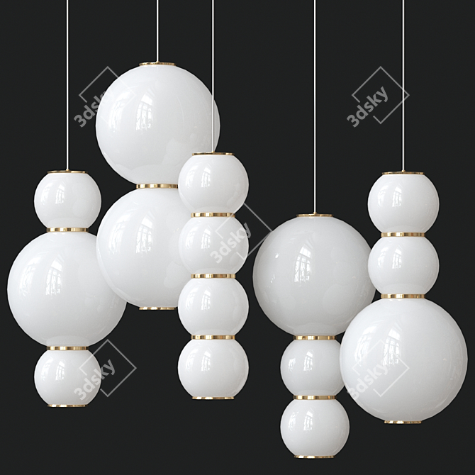 Elegant Glass and Metal Pendant 3D model image 1