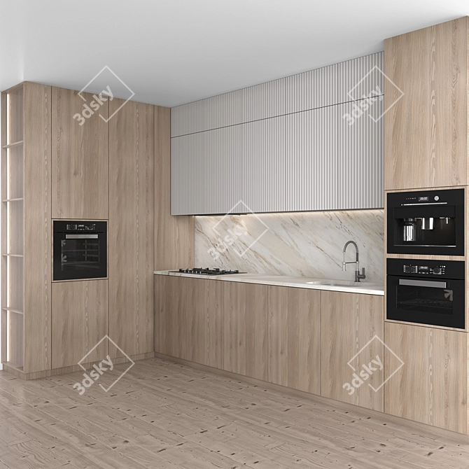 Interactive Modern Corner Kitchen Set 3D model image 2