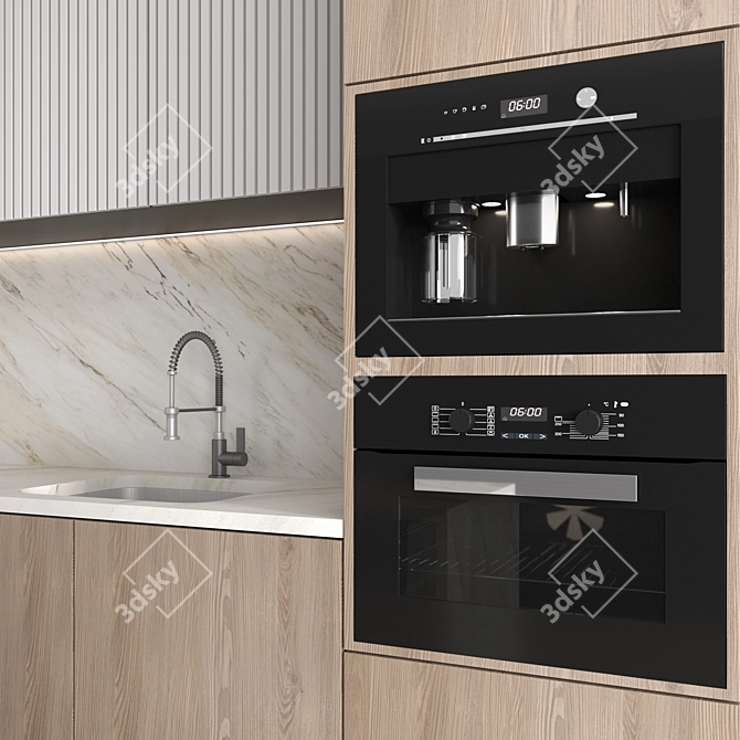 Interactive Modern Corner Kitchen Set 3D model image 3