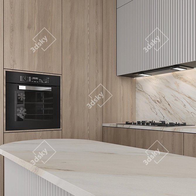 Interactive Modern Corner Kitchen Set 3D model image 4