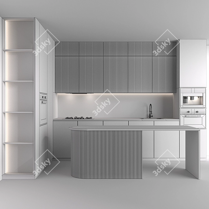 Interactive Modern Corner Kitchen Set 3D model image 5