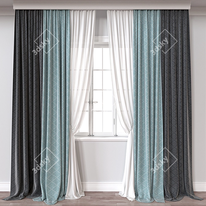 Versatile 3D Curtains Pack 3D model image 1