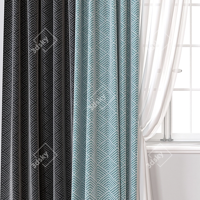 Versatile 3D Curtains Pack 3D model image 2