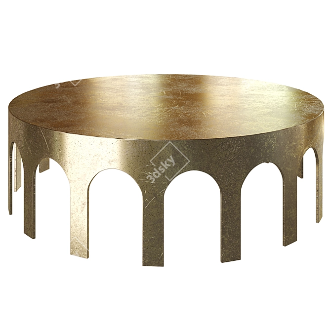  Handcrafted Brass Vintage Coffee Table 3D model image 1