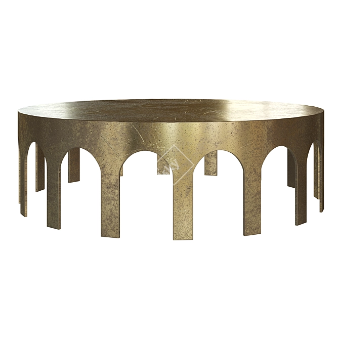  Handcrafted Brass Vintage Coffee Table 3D model image 2